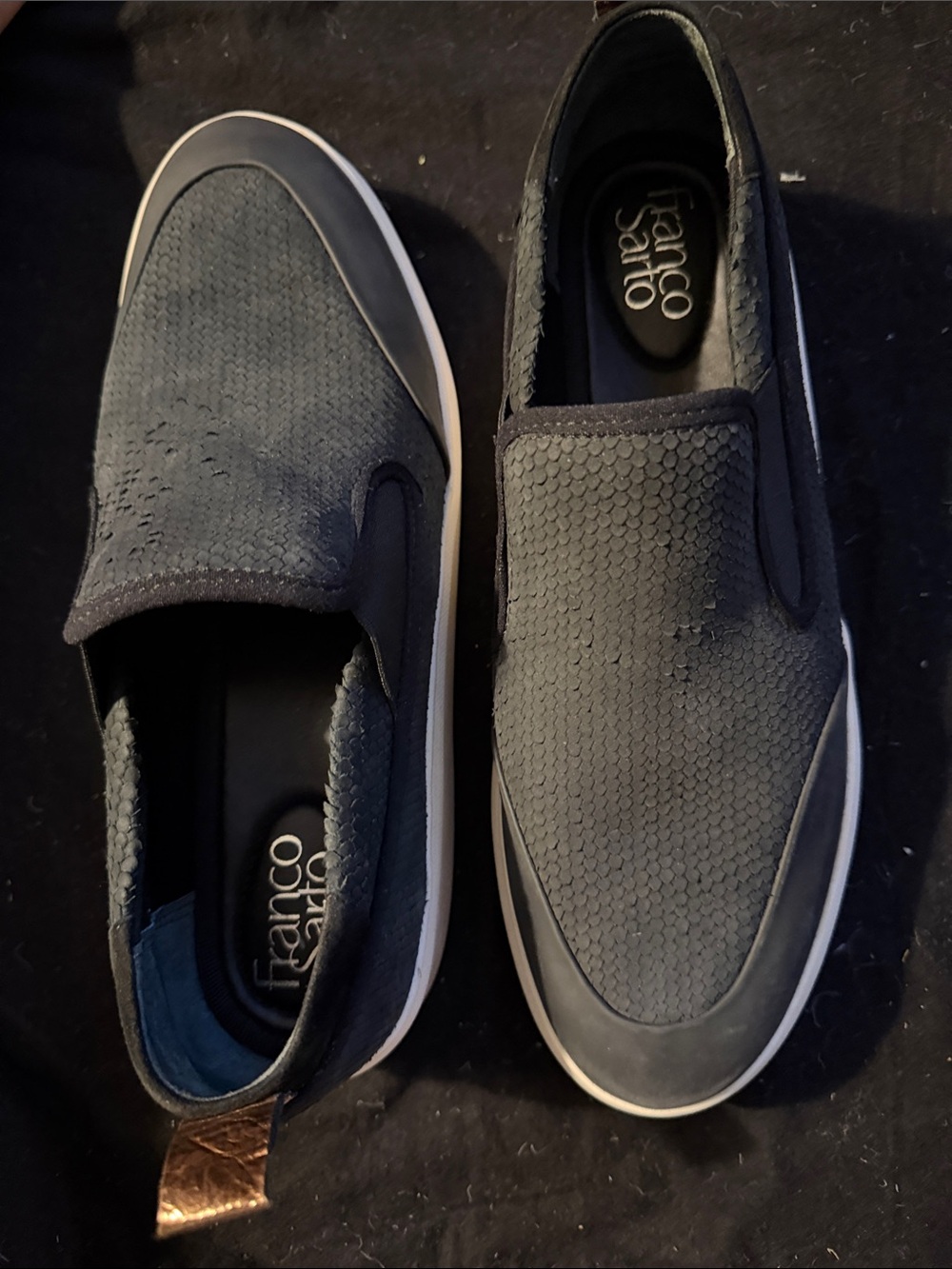 Franco Sarto Men's Slip-On Loafers in Dark Gray with White Sole